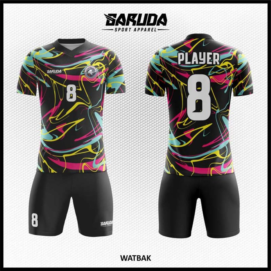 Desain Kaos Jersey Code Watbak Hitam Gambar Bercak Tinta Cat