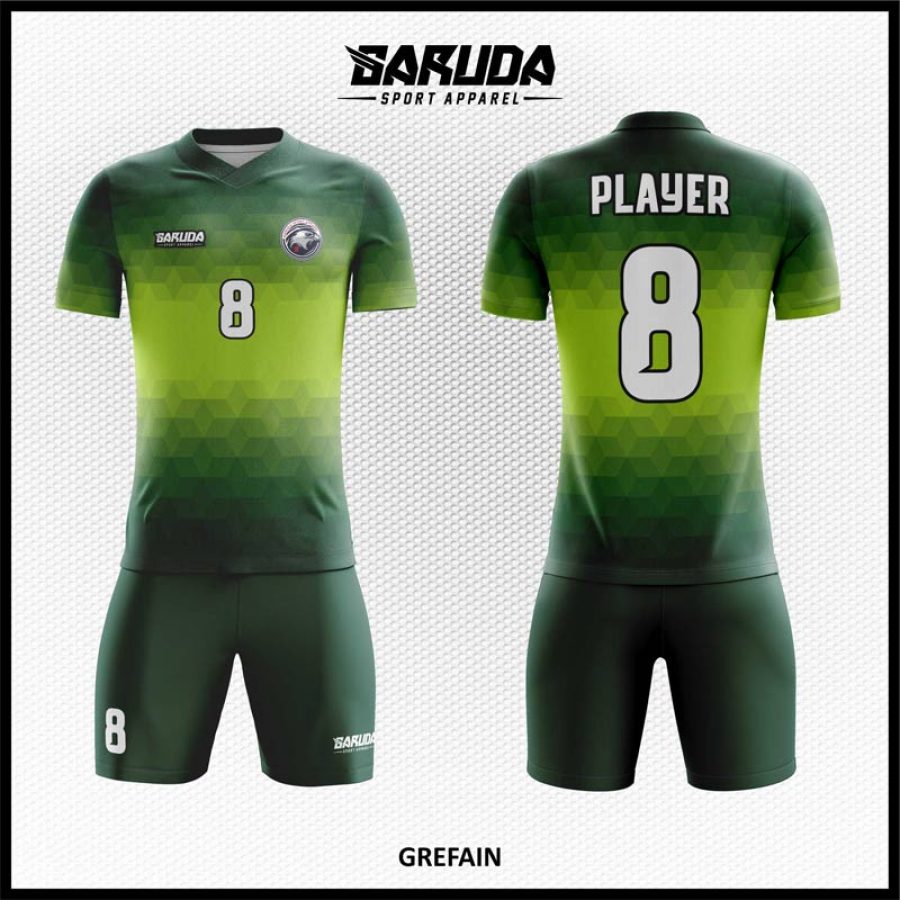 Desain Baju Jersey Code Grefain Warna Hijau Motif 3D