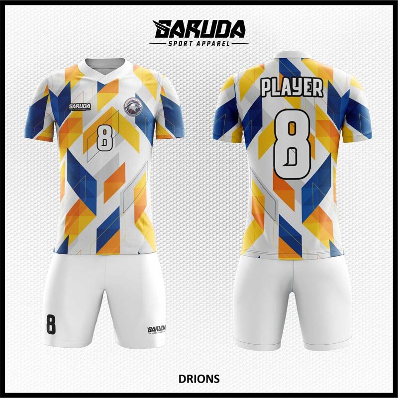 Desain Jersey Code Drions Motif Jajaran Genjang Aneka Warna