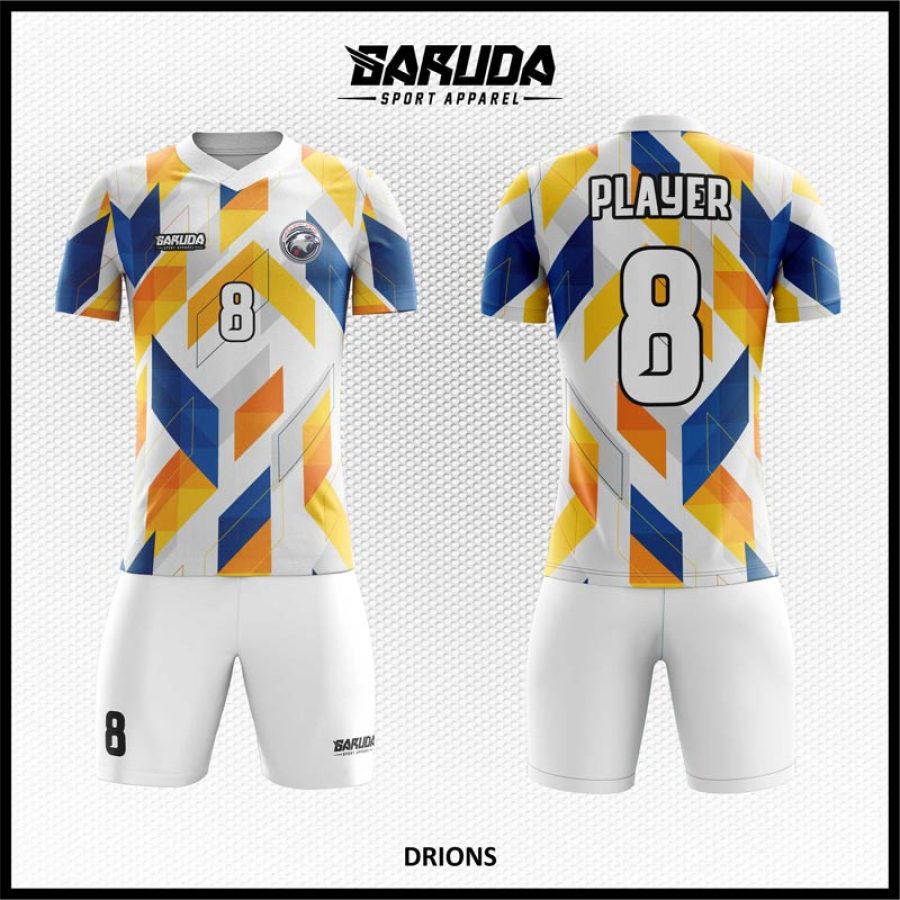 Desain Jersey Code Drions Motif Jajaran Genjang Aneka Warna