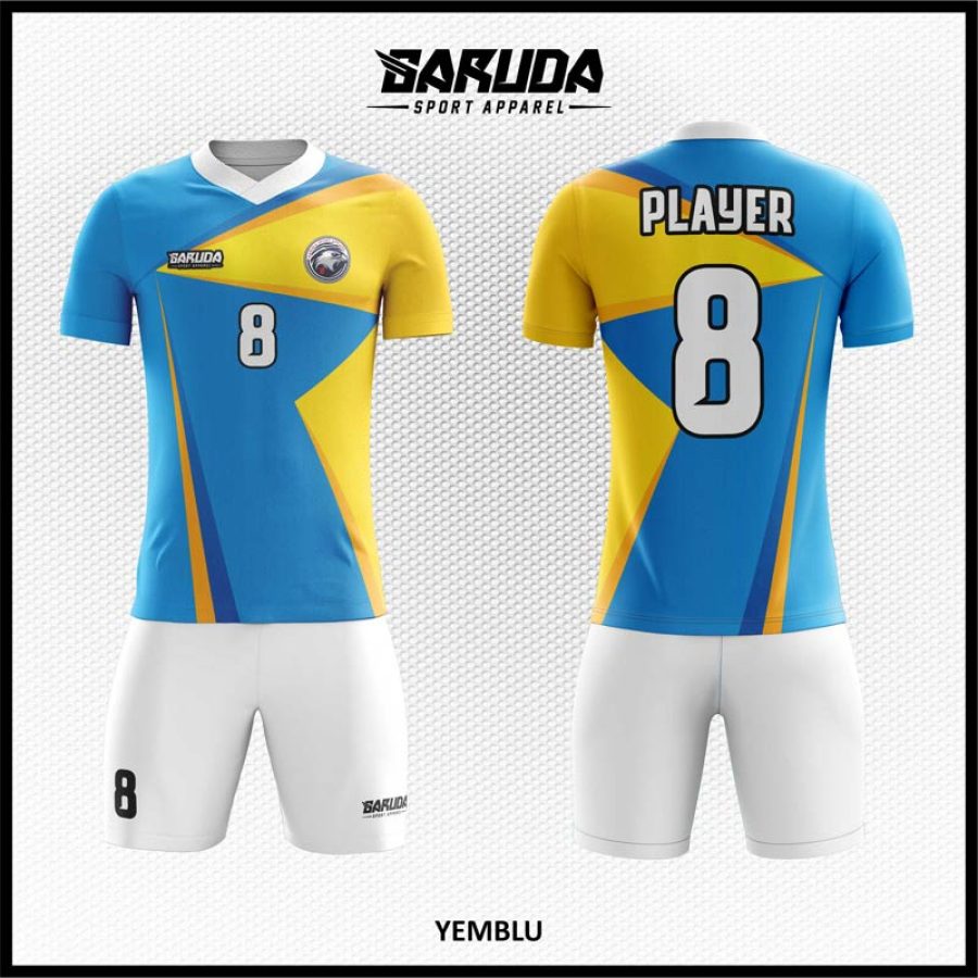 Desain Baju Jersey Code Yemblu Warna Biru Kuning Putih