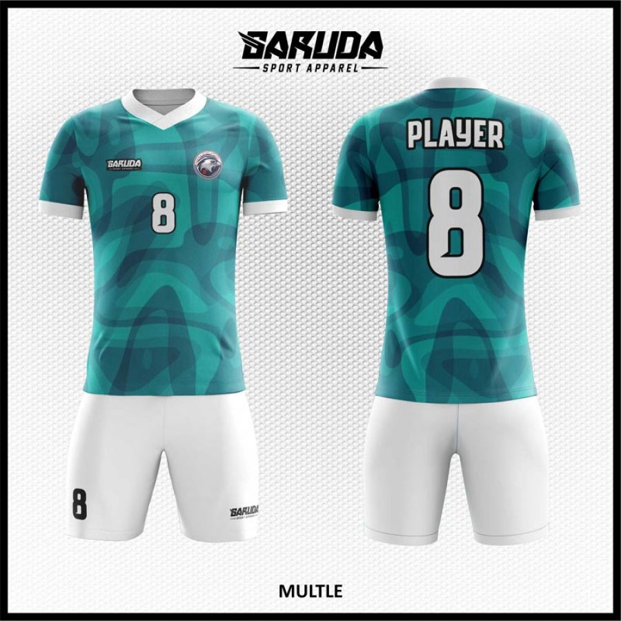 Desain Jersey Code Multle Warna Toska Putih Bergelombang yang Unik