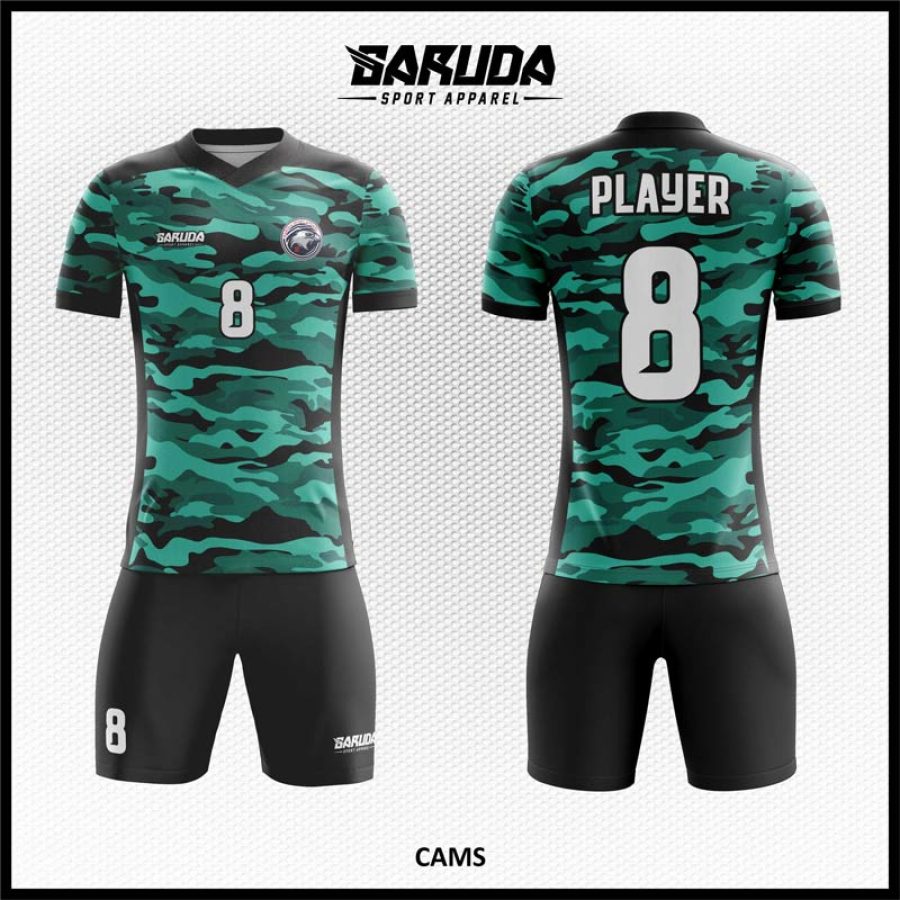 Desain Baju Jersey Motif Doreng Army Hijau Hitam Code Cams