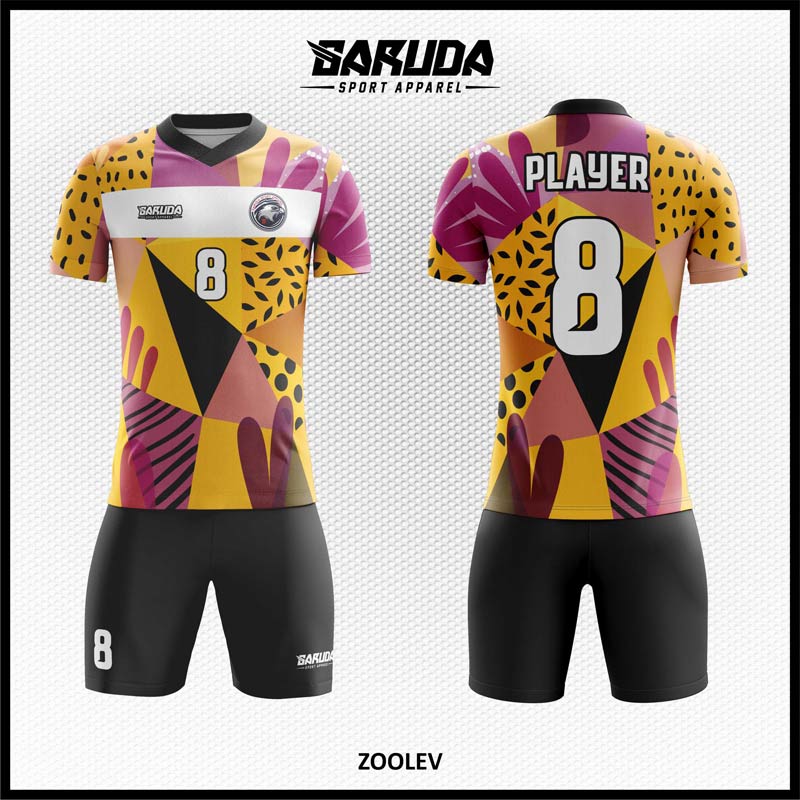 Desain Kaos Sepakbola Full Print Zoolev Warna Kuning Hitam Ungu