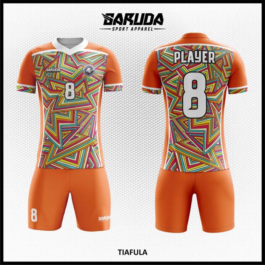Desain Kostum Jersey Code Tiafula Warna Orange Motif Garis Zig Zag