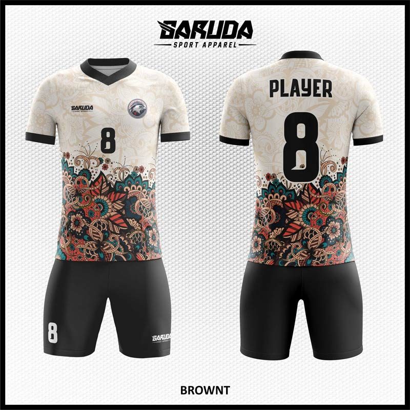Cantiknya Desain Jersey Motif Batik Code Brownt Warna Cream
