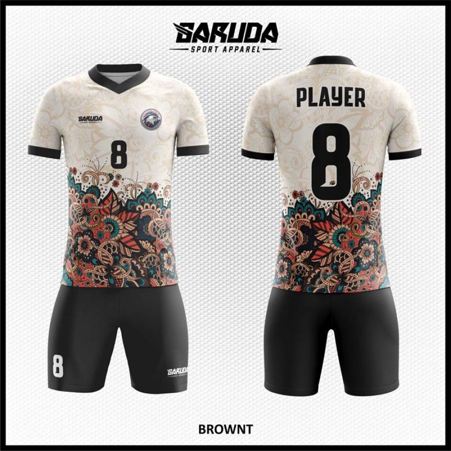 Cantiknya Desain Jersey Motif Batik Code Brownt Warna Cream