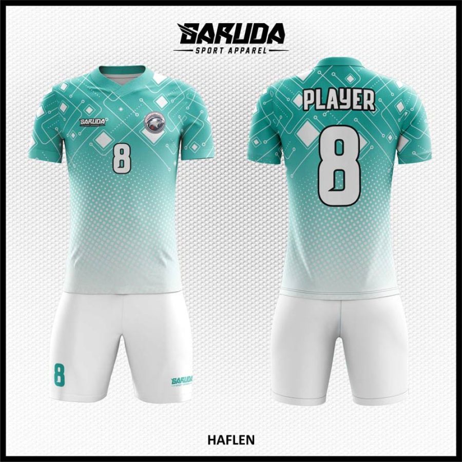 Desain Jersey Code Haflen Warna Putih Kombinasi Tosca