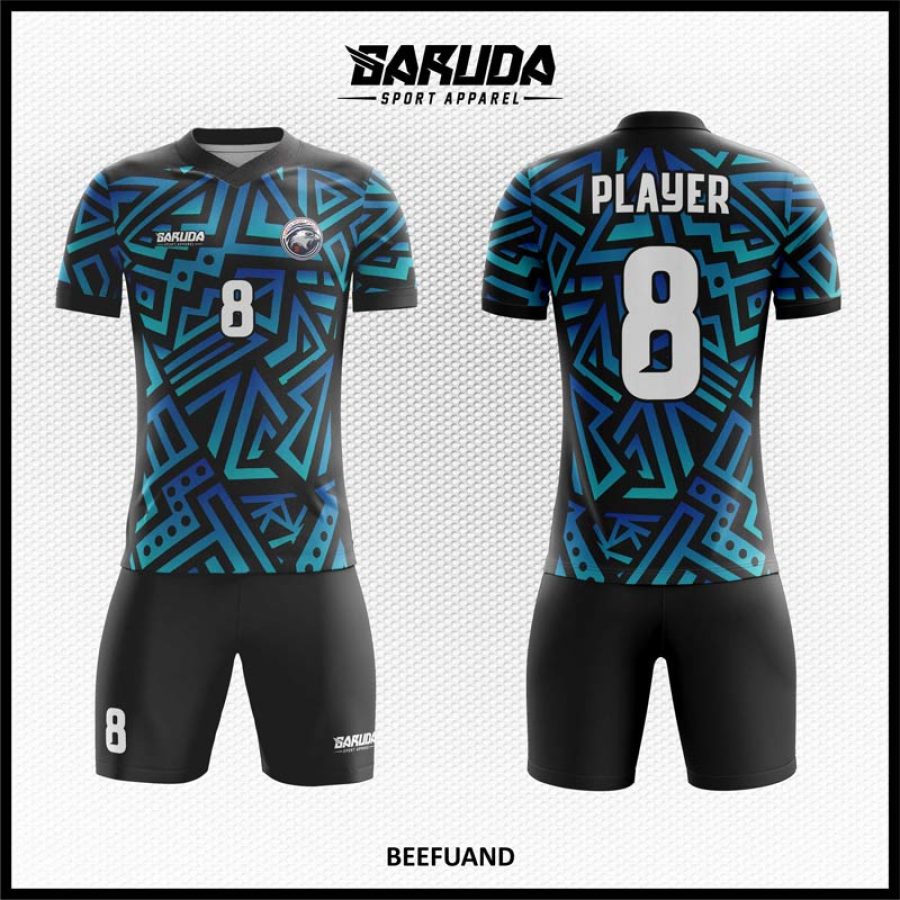 Desain Kaos Jersey Unik Code Beefuand Biru Hitam Gradasi Warna