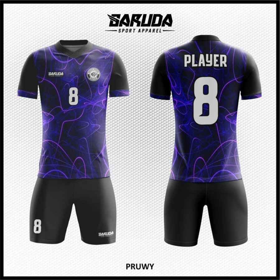 Desain Seragam Jersey Code Pruwy Warna Hitam Gradasi Ungu