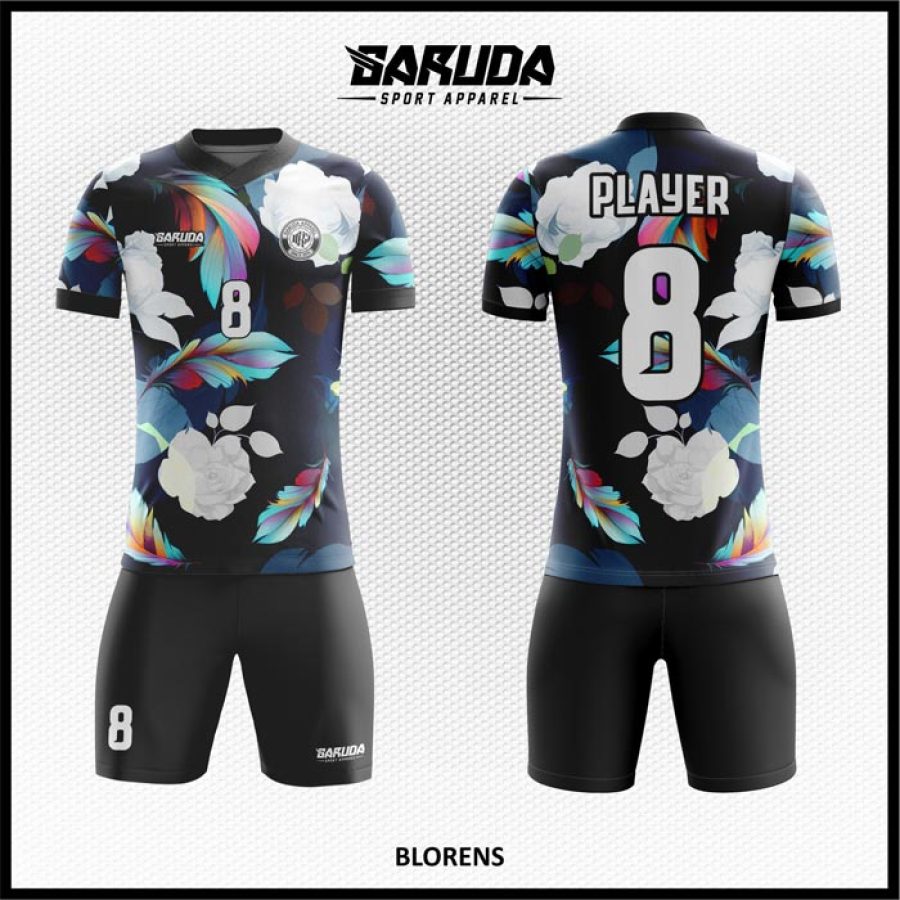 Desain Jersey Code Blorens Motif Bunga dan Bulu yang Anggun