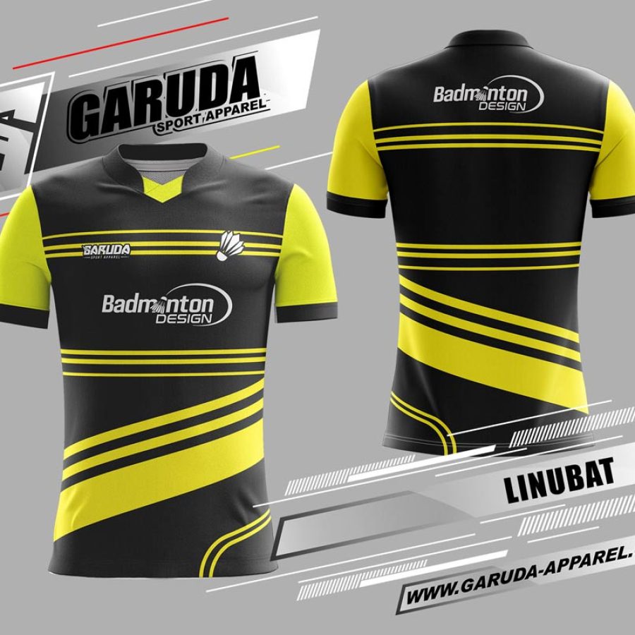 Baju Badminton Linubat Warna Hitam Kuning