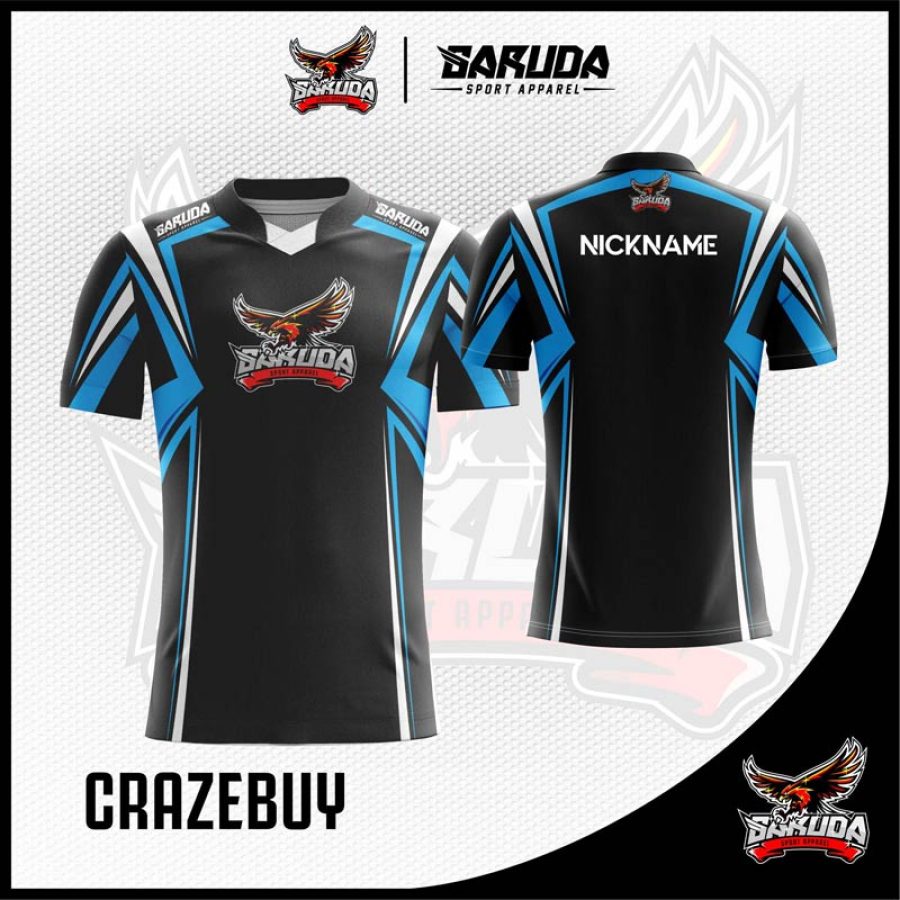 Desain Baju Gaming Esport Crazebuy Warna Hitam Dinamis