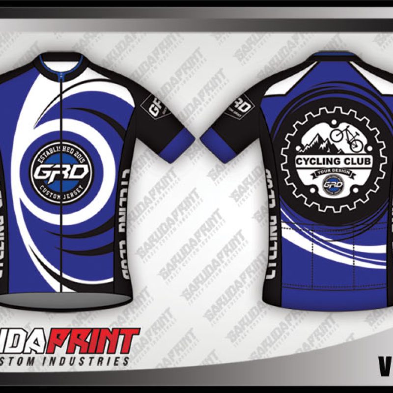Desain Baju Sepeda Gowes Code Vortex Warna Biru Hitam Putih Bergelombang