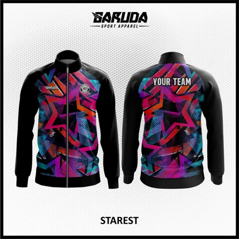 Desain Jaket Printing Motif Bintang Warna Hitam