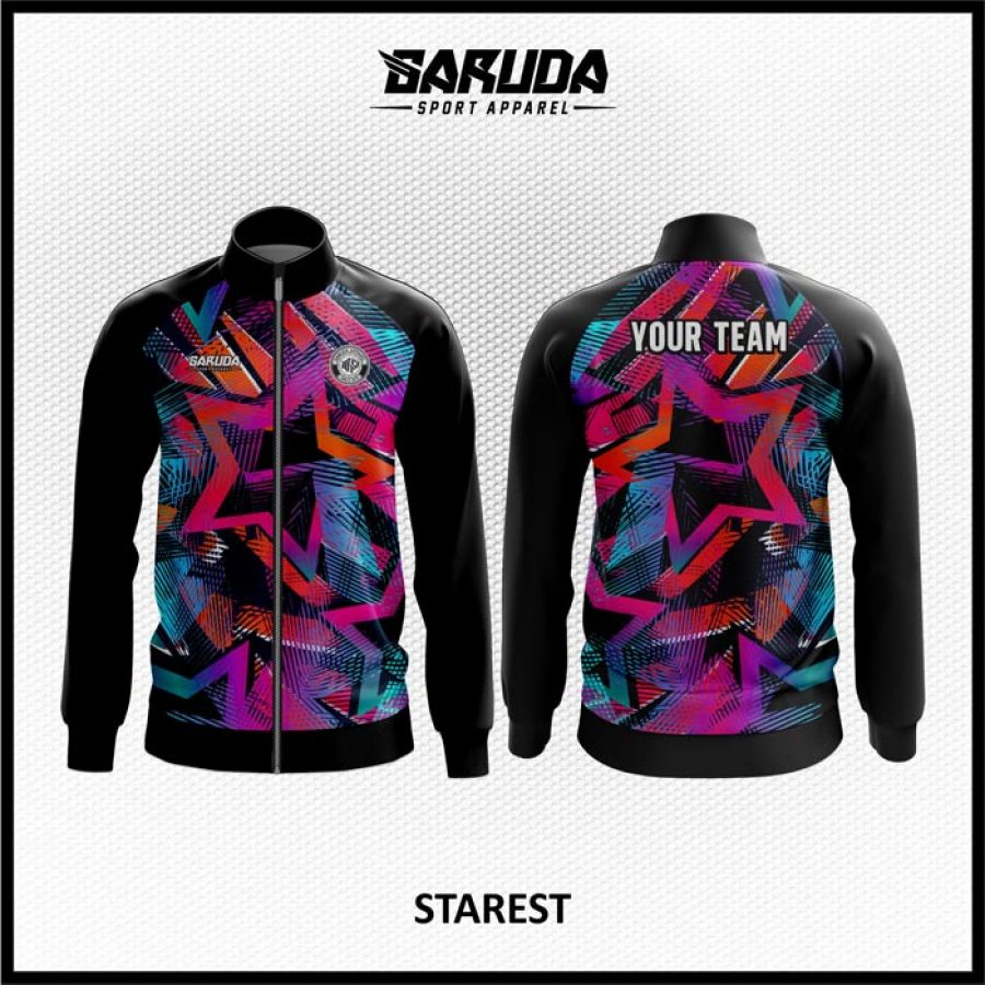 Desain Jaket Printing Motif Bintang Warna Hitam