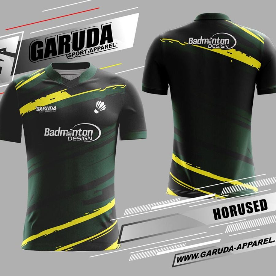 Jersey Badminton Horused Motif Loreng Hijau Hitam Terbaru