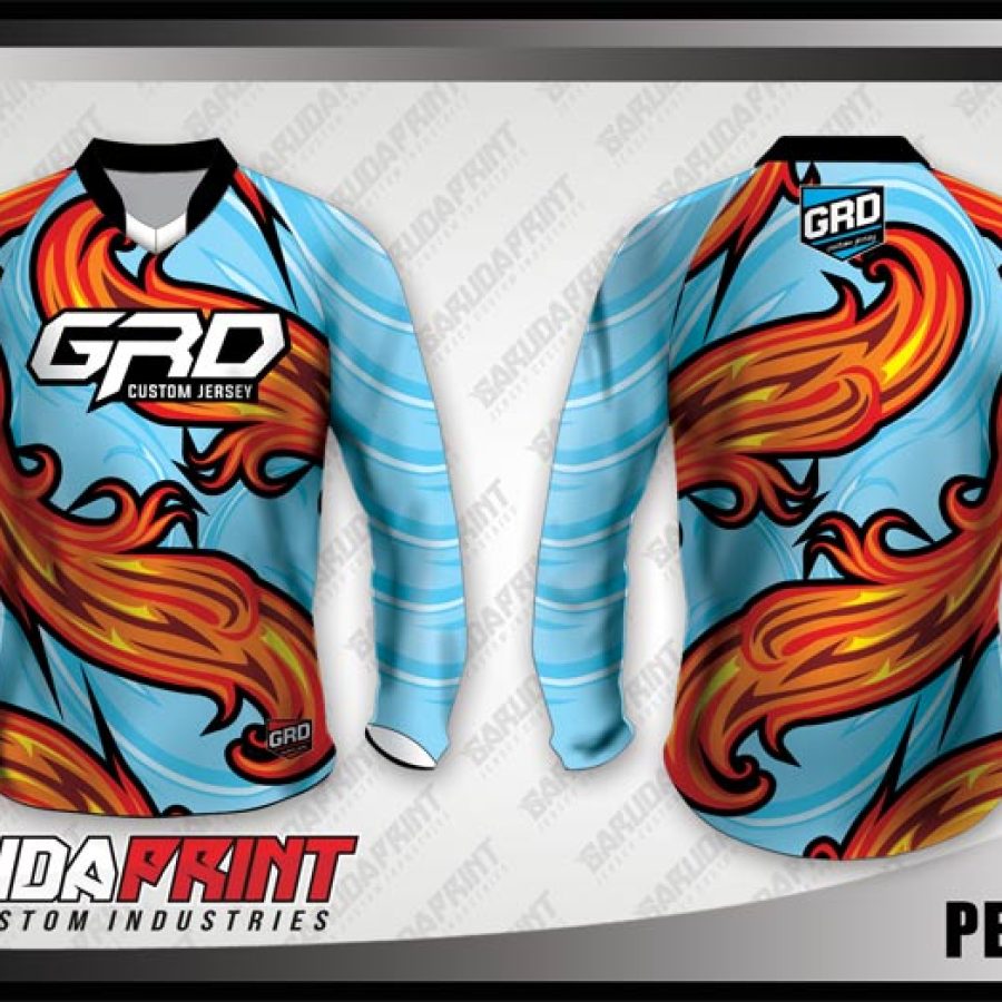 Desain Jersey Sepeda Downhill Pegasus Warna Biru Tosca