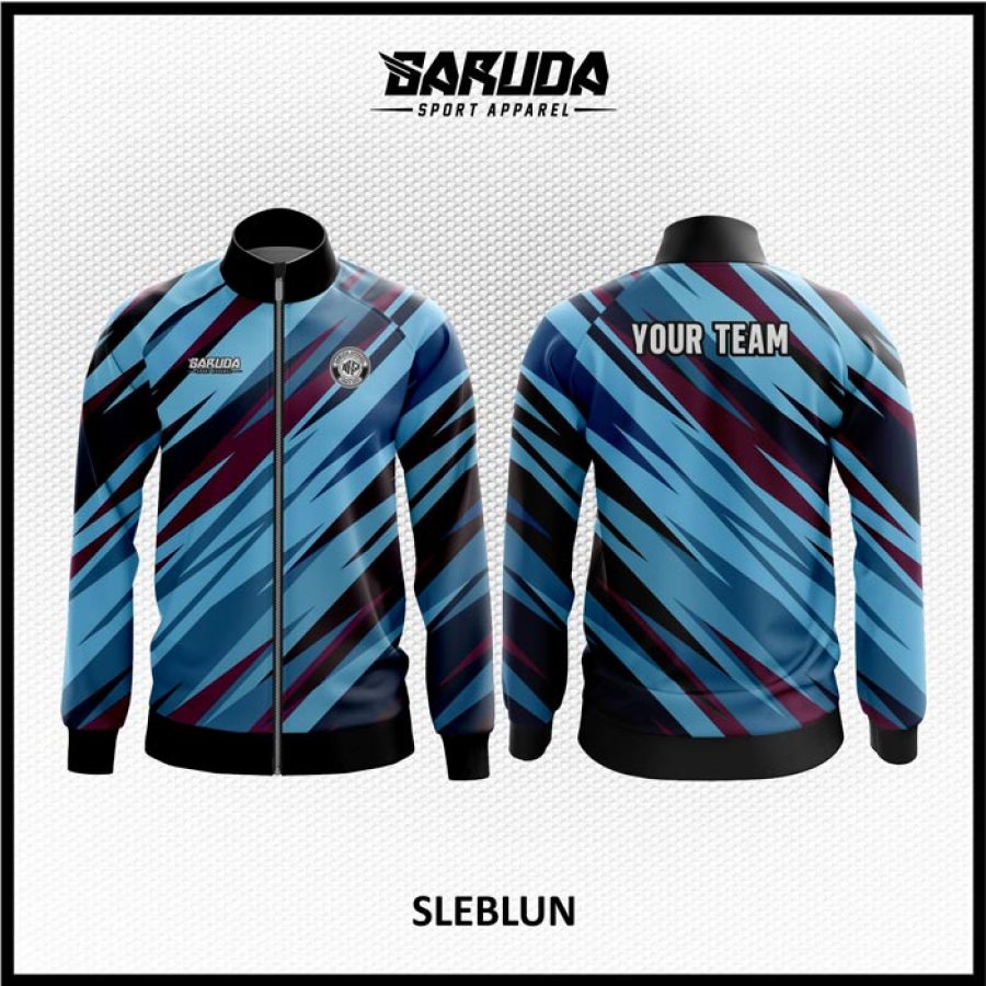 Desain Jaket Printing Warna Biru Motif Zig Zag Paling Keren