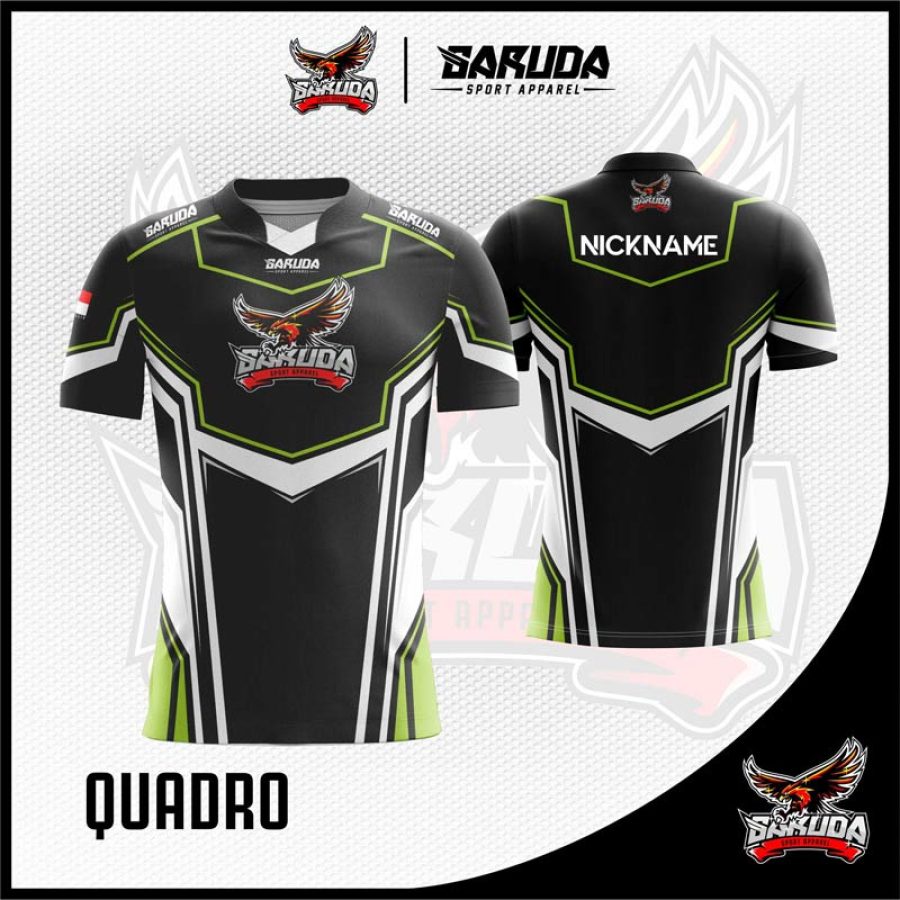 Desain Kaos Gaming Esport Code Quadro Warna Hitam Yang Elegan