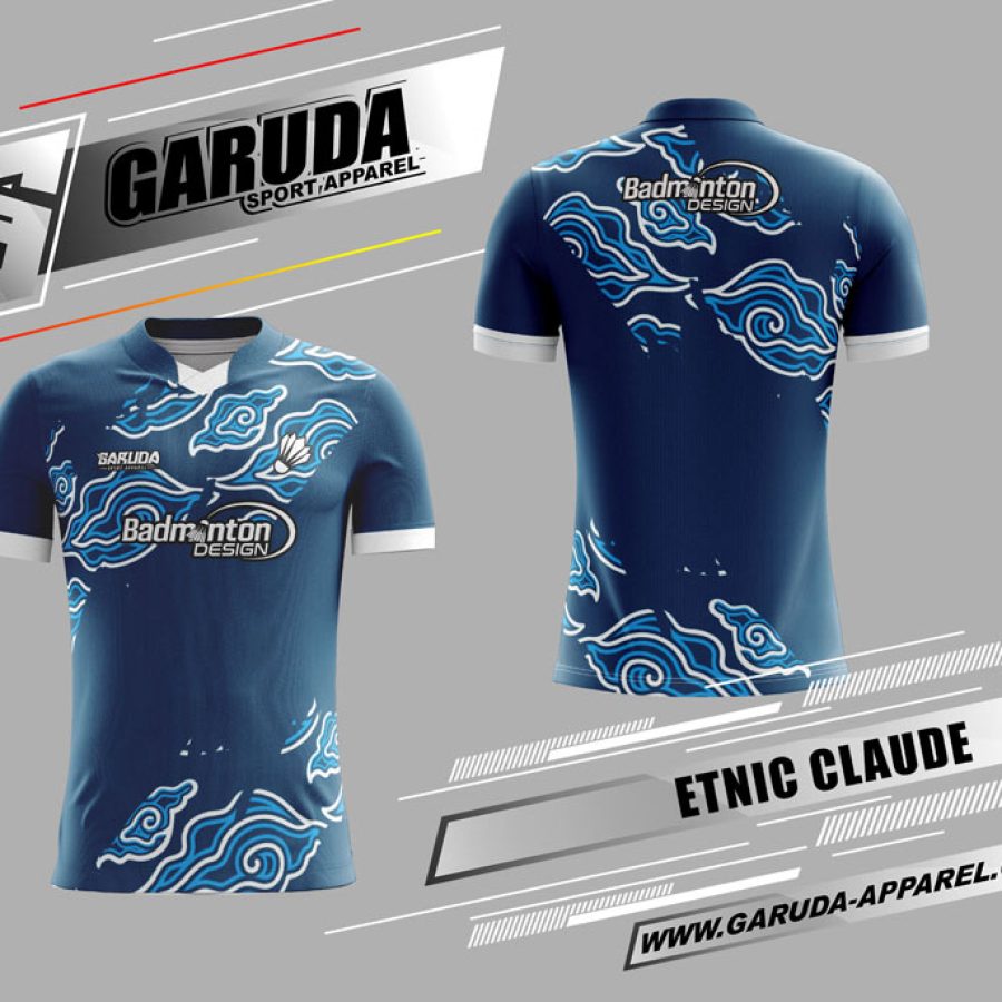 Baju Badminton Etnic Claude Warna Biru Yang Unik