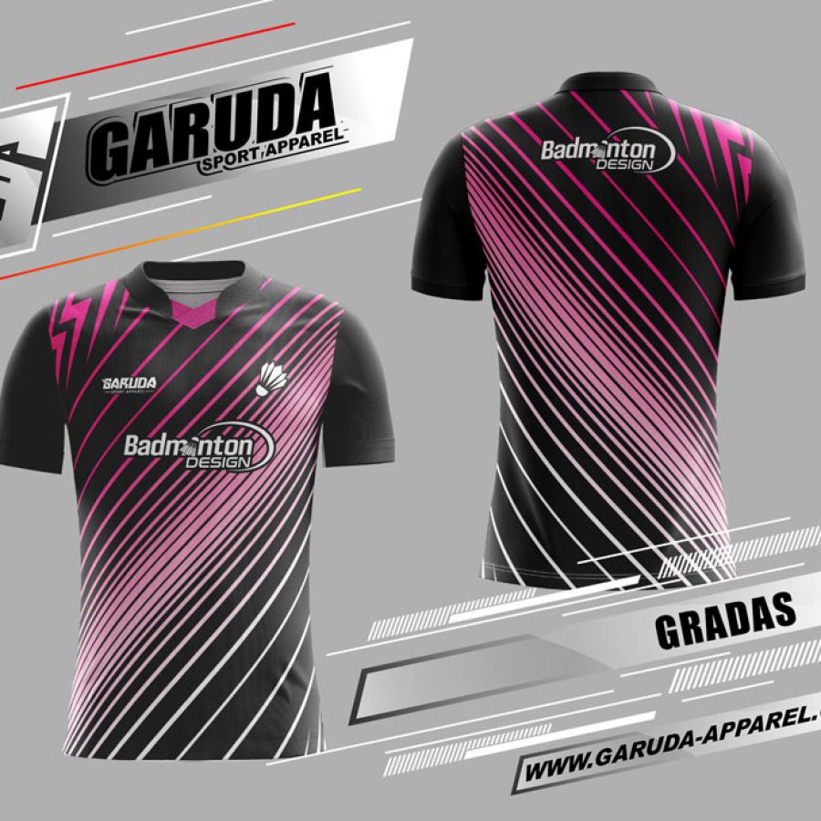Baju Badminton Code Gradas, Warna Gradasi Hitam Strip Ungu Kekinian