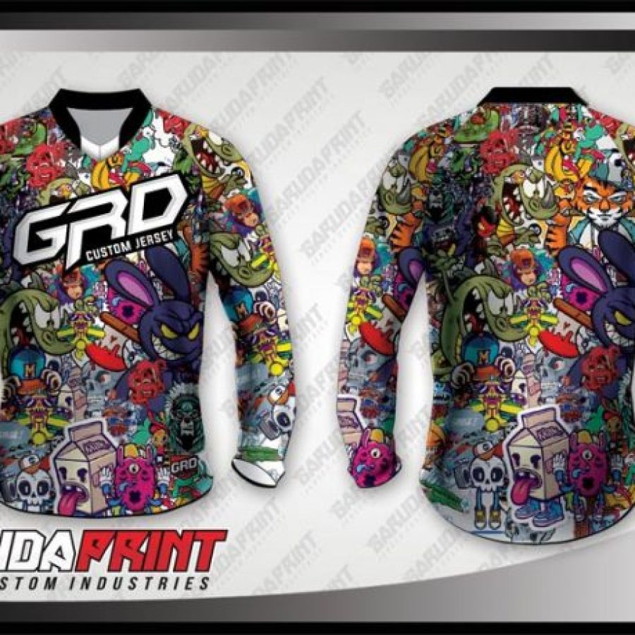 Desain Baju Sepeda Downhill Hobs Motif Karakter Lucu