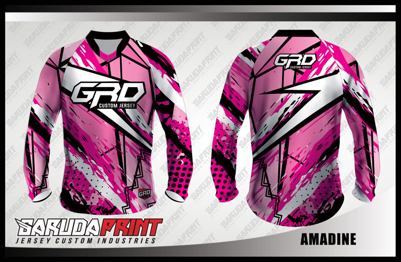 Desain Baju Sepeda MTB Amadine Warna Pink