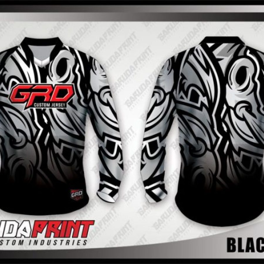 Desain Baju Sepeda MTB Black Hole Hitam Abu-Abu Keren Banget