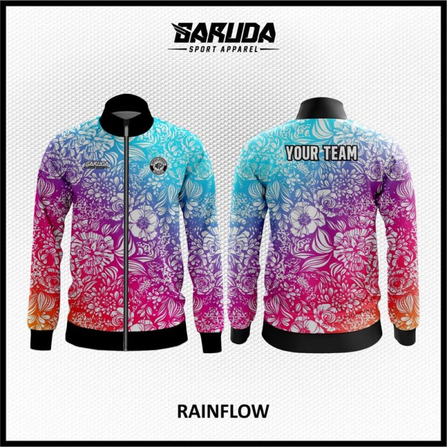 Desain Jaket Printing Motif Bunga Si Cantik Gradasi Warna