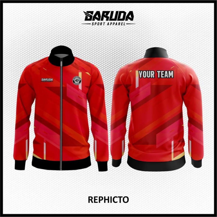 Desain Jaket Printing Warna Merah Minimalis Paling Keren