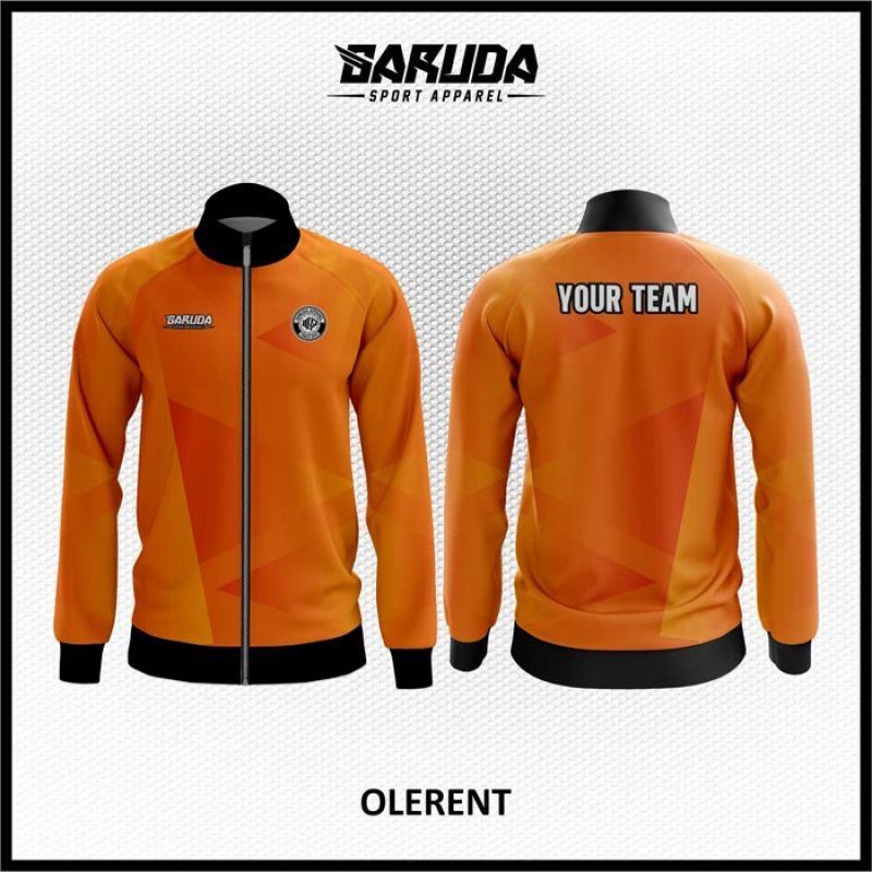 Desain Jaket Printing Warna Orange Minimalis