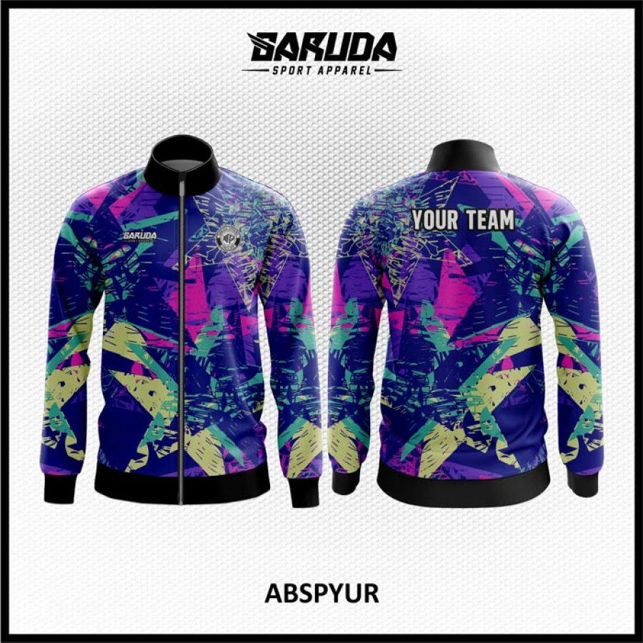 Desain Jaket Printing Warna Ungu Motif Bintang Terkeren