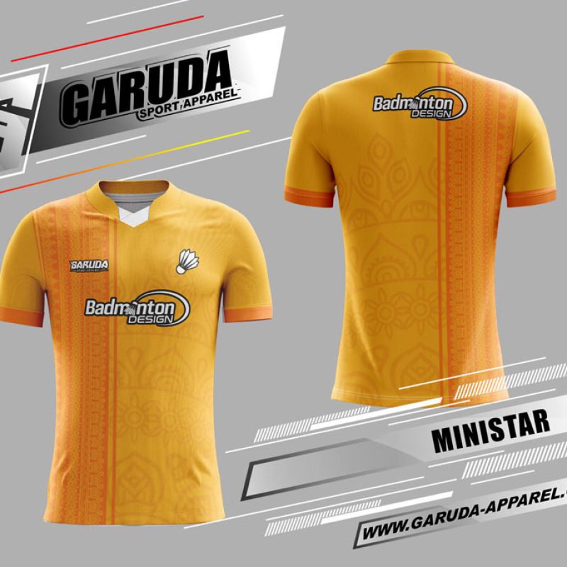 Jersey Badminton Ministar Motif Batik Warna Orange