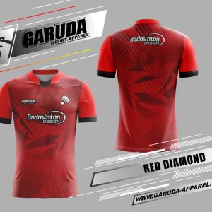 Desain Jersey Badminton Red Diamond Warna Merah Terbaru
