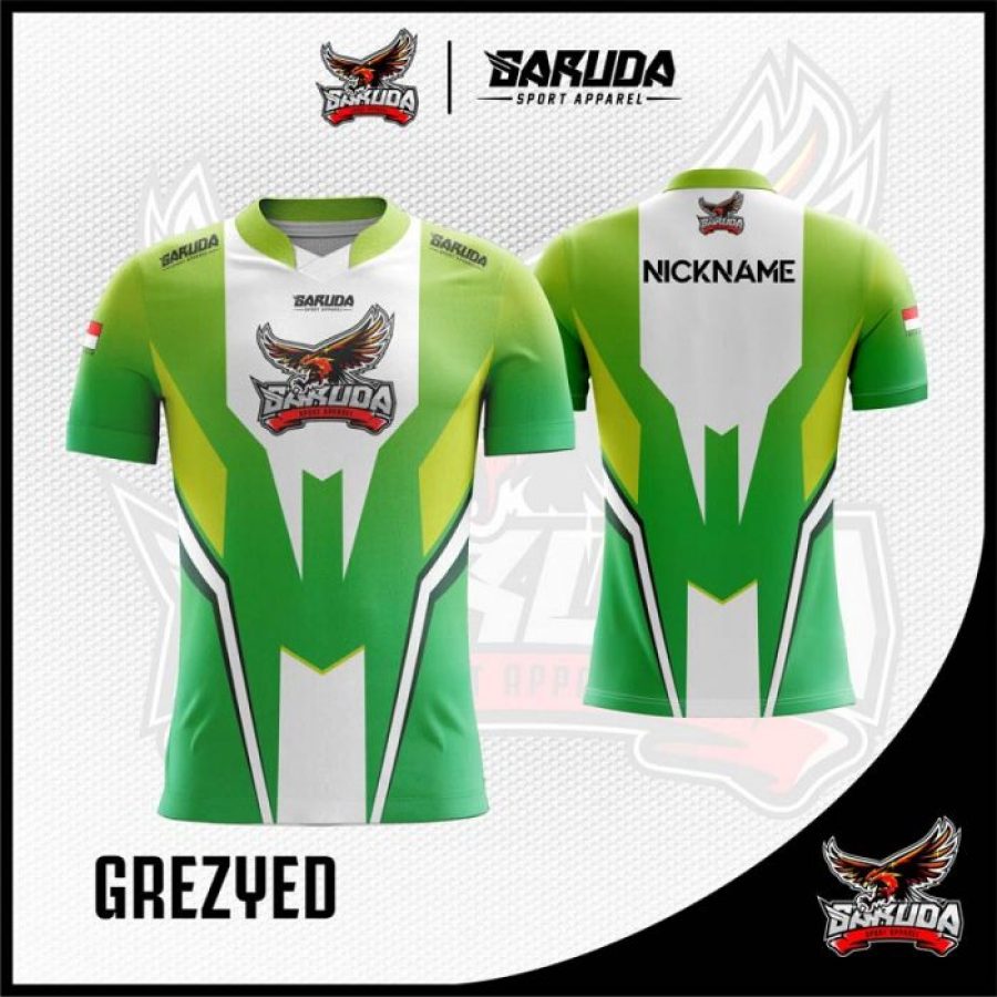 Desain Jersey Esport Grezyed Warna Hijau Putih Kekinian