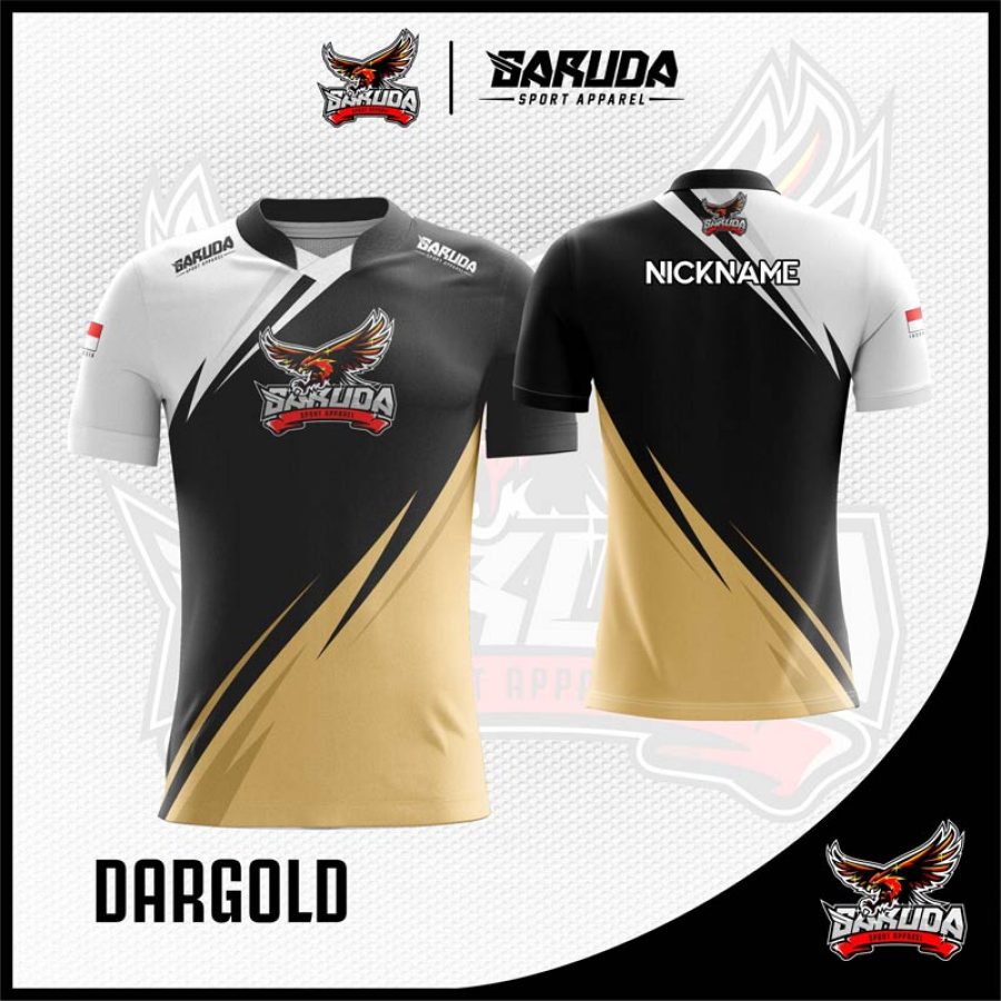 Desain Jersey Gaming Esport Dargold Warna Putih Hitam Kuning