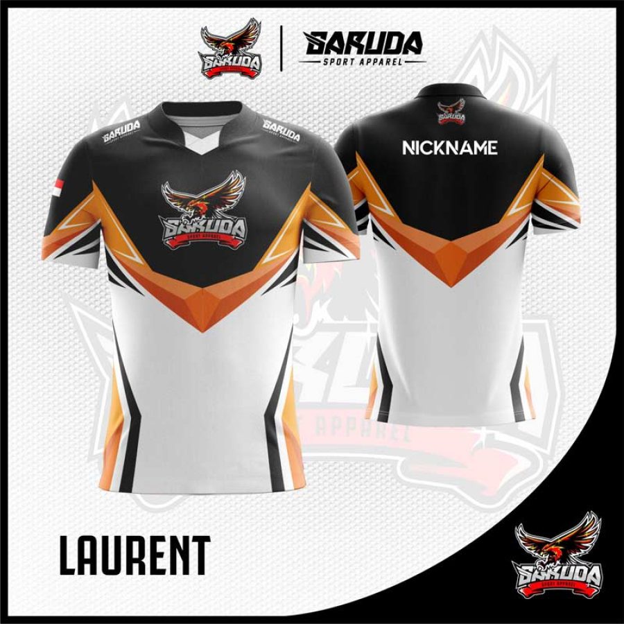 Desain Jersey Gaming Laurent Warna Hitam Putih Terkeren