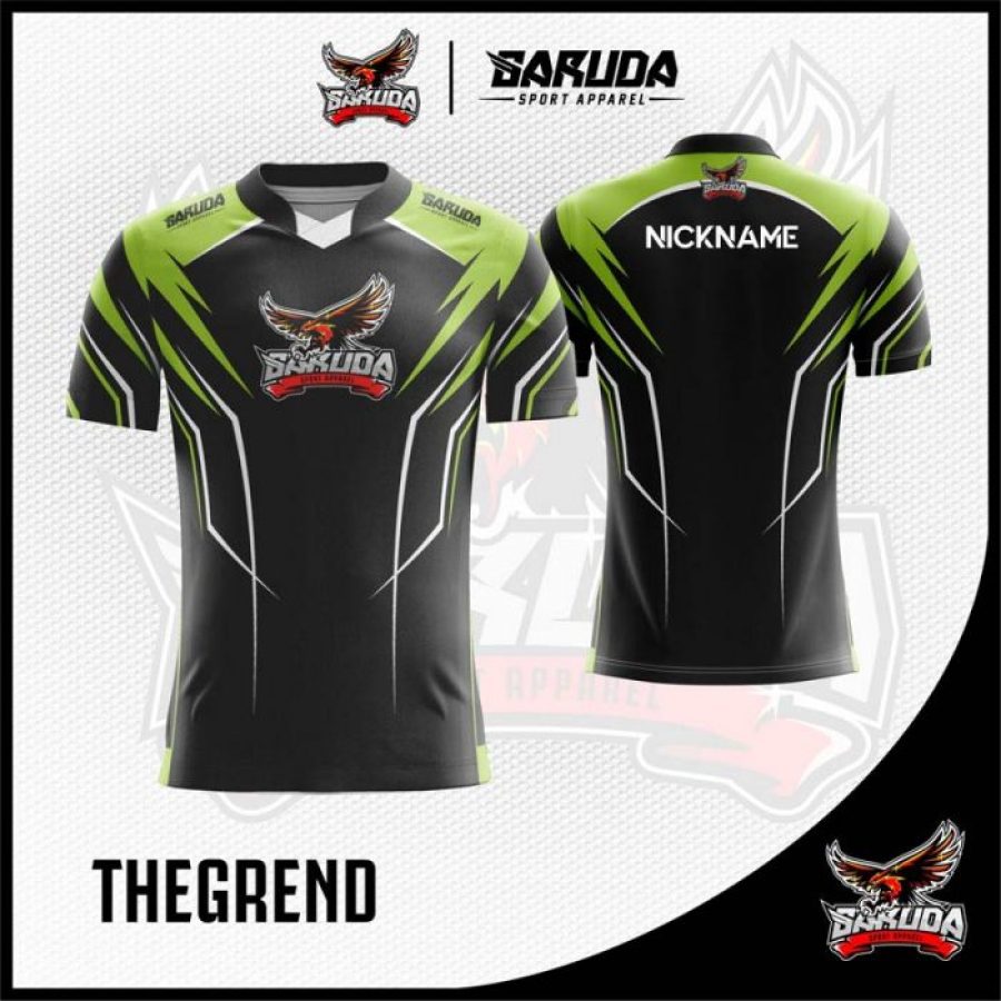 Desain Jersey Gaming TheGrend Warna Hitam Hijau Paling Keren