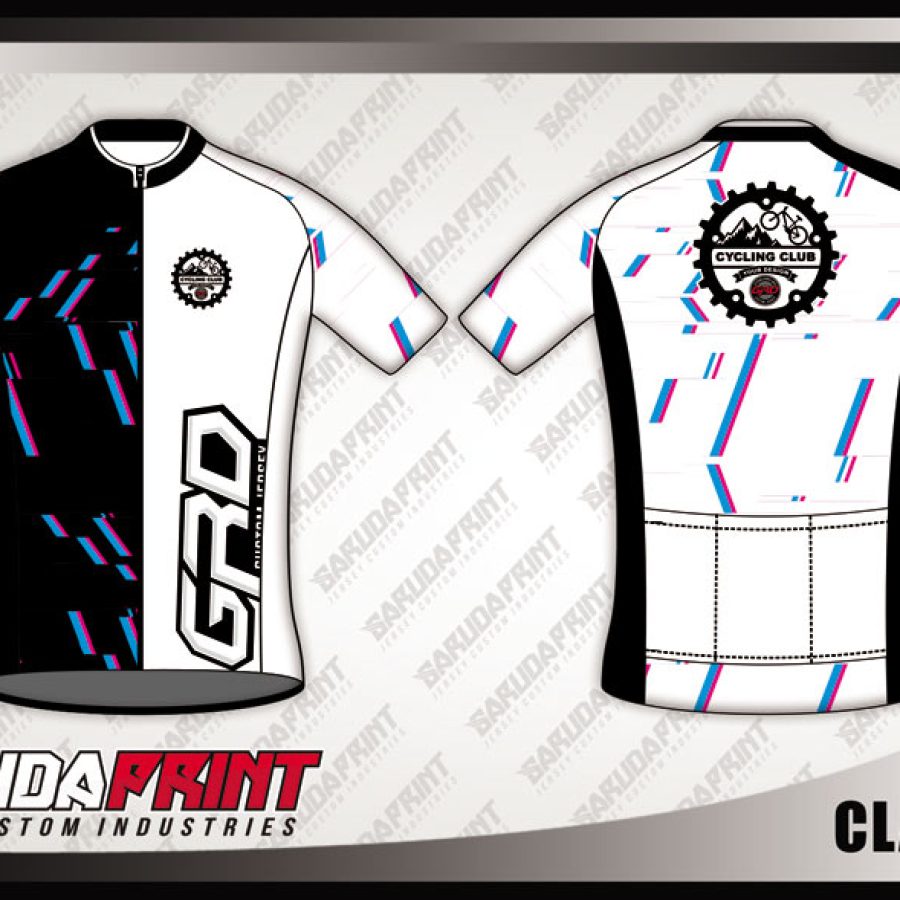 Desain Jersey Sepeda Gowes Clambelt Warna Hitam Putih