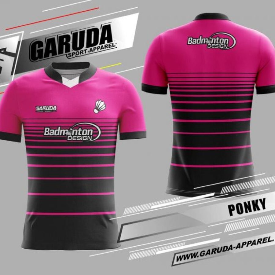 Kaos Badminton Ponky Warna Pink Hitam Untuk Tampil Beda