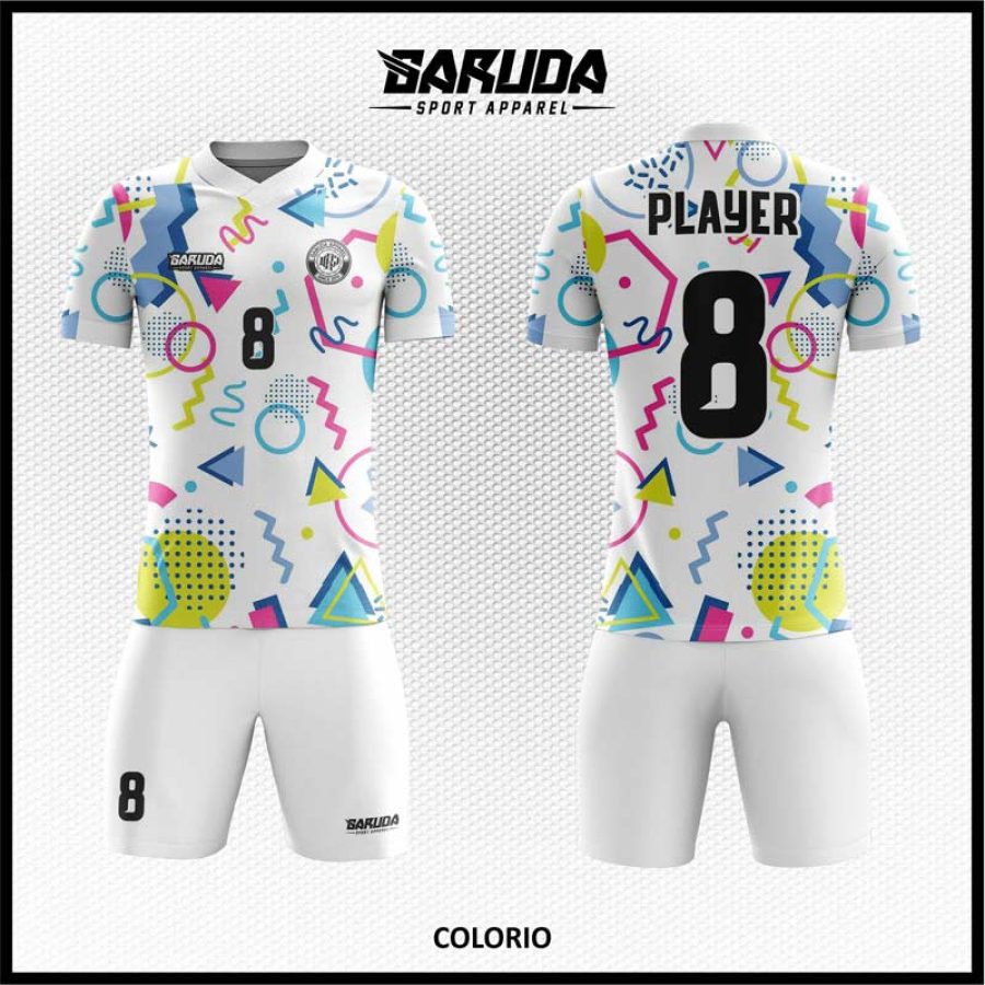 Desain Kaos Jersey Warna Putih Abstrak Code Colorio
