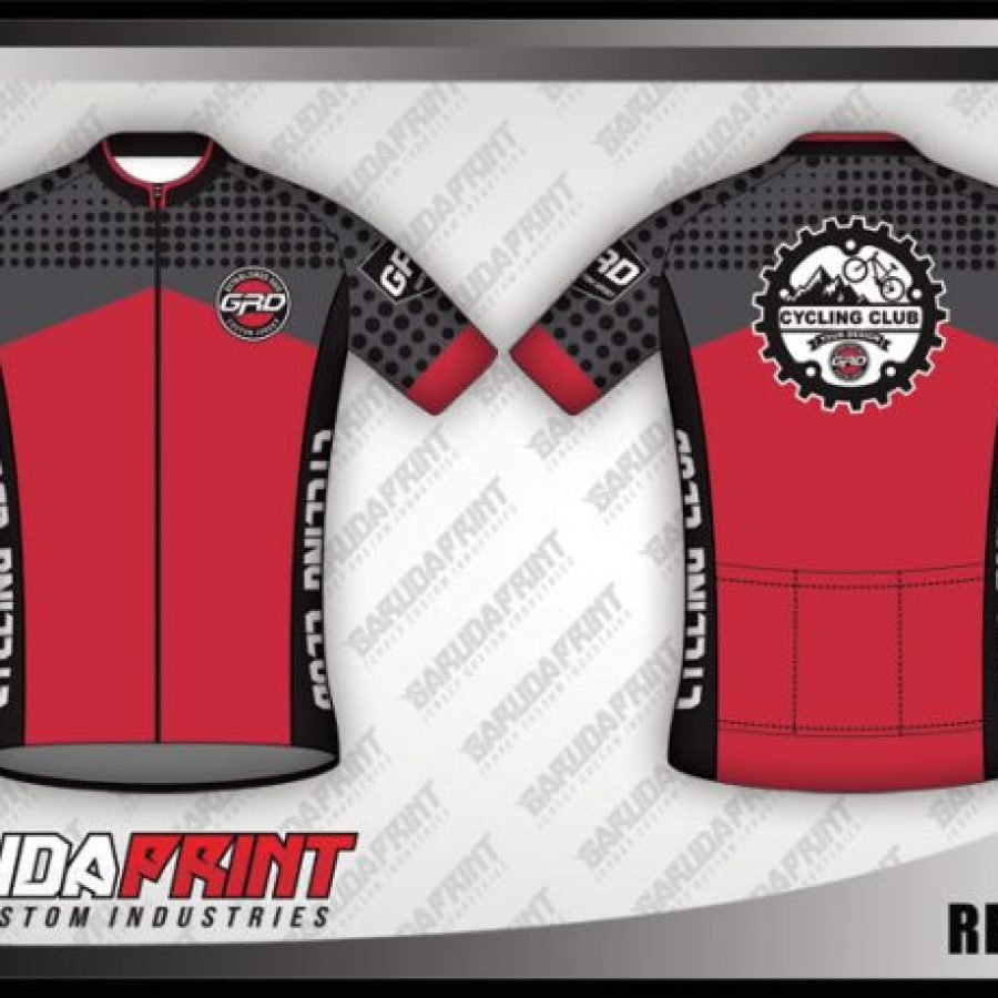Desain Kaos Sepeda Gowes Redstone Warna Merah Abu-Abu Terbaru