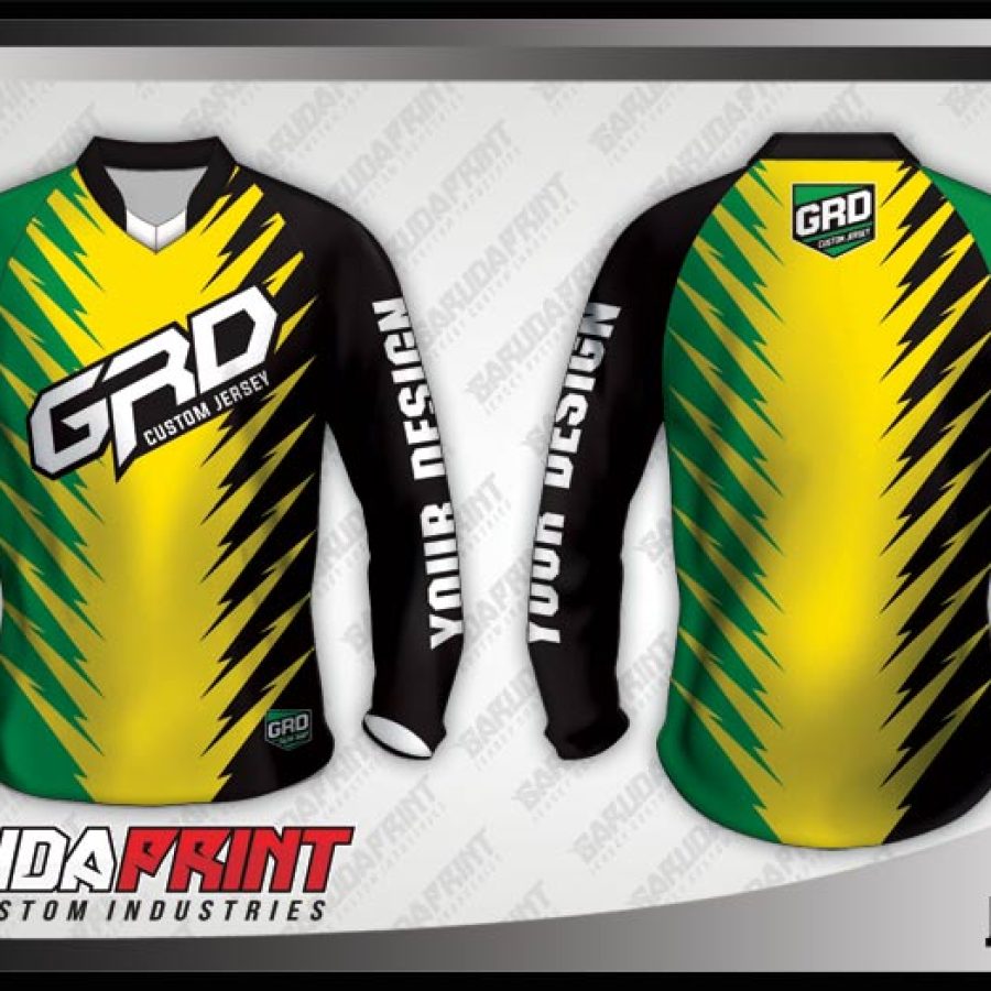 Desain Kaos Sepeda MTB Jamaca Warna Hitam Kuning Hijau Yang Trendy