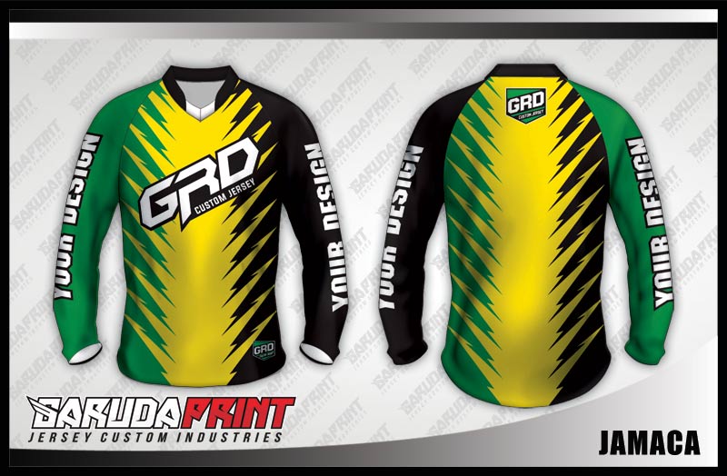 Desain Kaos Sepeda MTB Jamaca Warna Hitam Kuning Hijau Yang Trendy