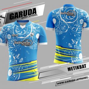 Desain Seragam Badminton Printing Metikbat Motif Batik Warna Biru