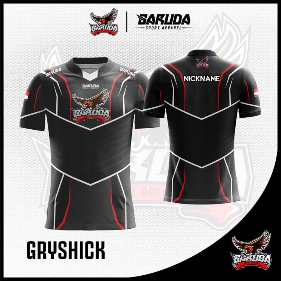 Desain Jersey Gaming Gryshick Warna Hitam Abu Abu Soulid