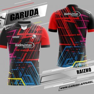 Desain Baju Badminton Raizho Warna Hitam Merah Tampil Memukau
