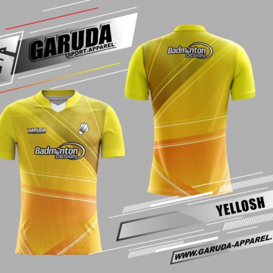 Baju Badminton Yellosh Gradasi Warna Kuning Orange