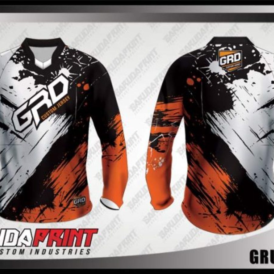 Desain Baju Sepeda Downhill Grungemix Warna Hitam Putih Coklat Terbaru